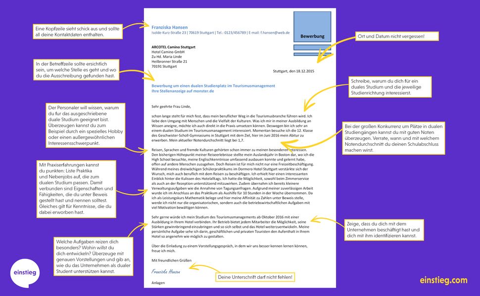 Duales Studium Anschreiben Muster