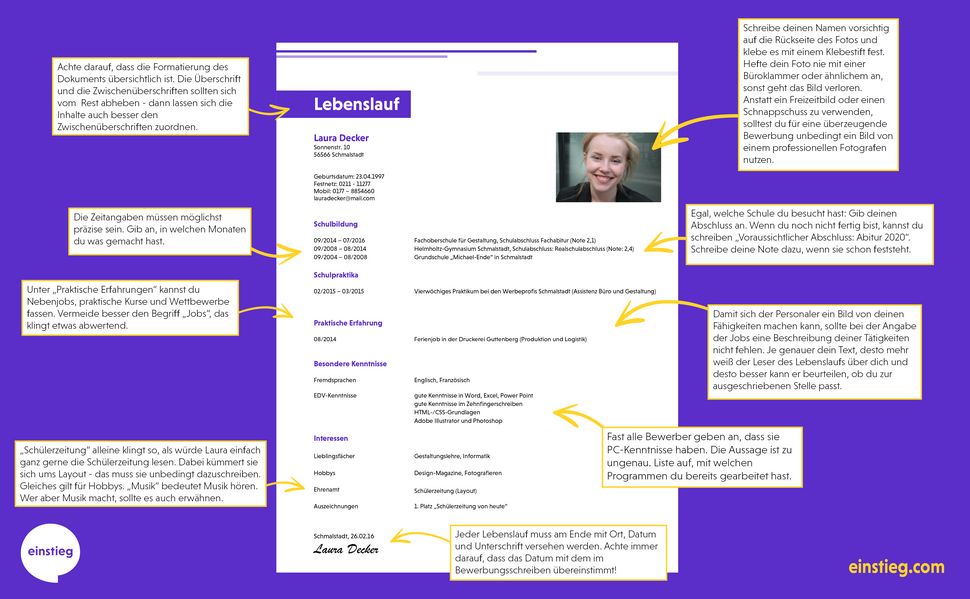 Tabellarischer Lebenslauf Vorlage
