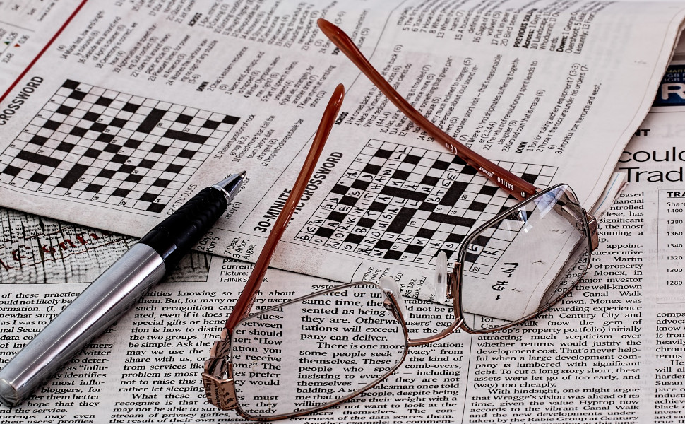 Ein Kreuzworträtsel in der Zeitung