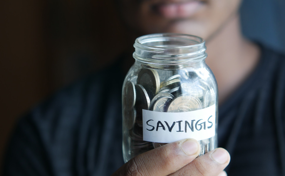 Glas mit Ersparnissen